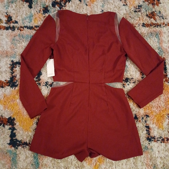 NWT Tobi Romper • Burgundy With Mesh Cut Outs •Size L - Picture 3 of 11